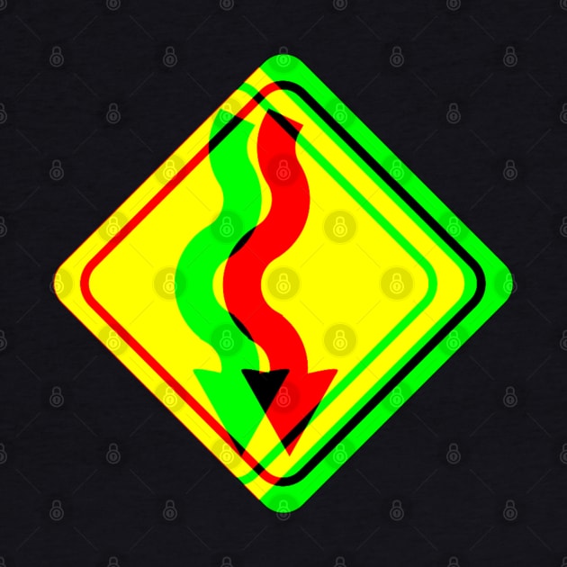 Winding Road Psychedelic Road Sign by TJWDraws